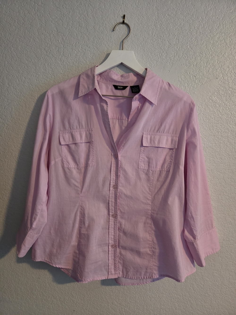 Mossimo Pale Pink/lilac Button-Up Shirt with Chest Pockets